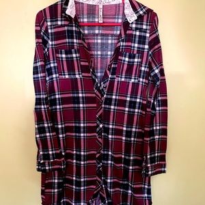 Flannel button up dress size small